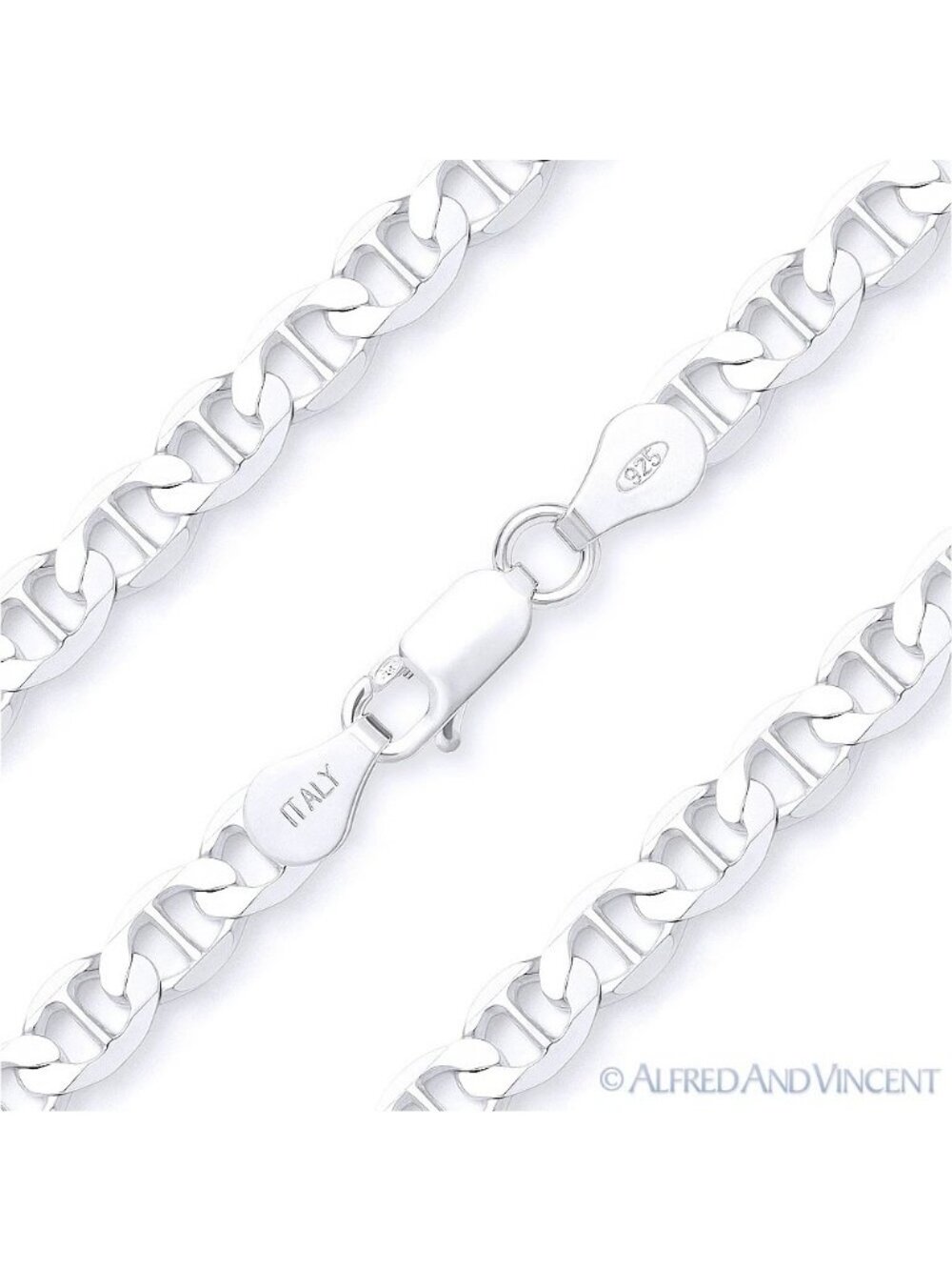 5.3mm Marina / Mariner Link Italian Chain Necklace in .925 Sterling Silver - 22" - Picture 2 of 2